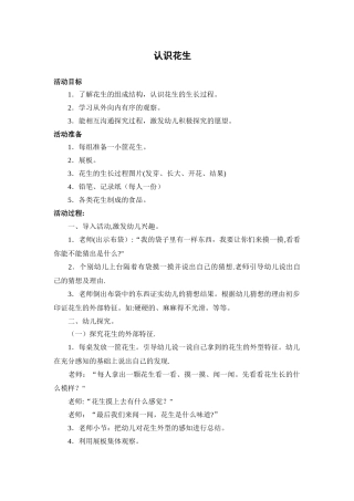 幼儿园大班教案——认识花生