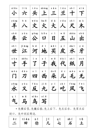 幼儿园大班生字表