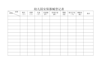 幼儿园安保器械登记表