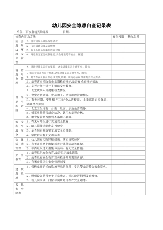 幼儿园安全隐患自查记录表