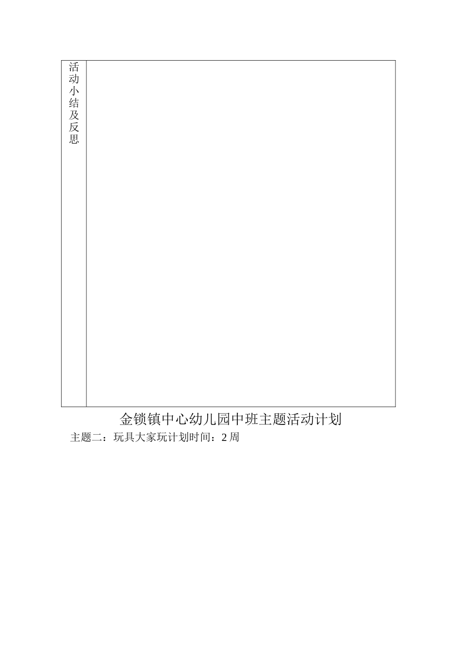 幼儿园小班上学期主题计划与小结_第3页