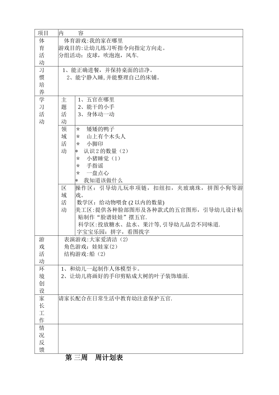 幼儿园小班下学期周计划_第2页
