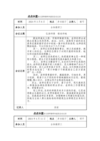 幼儿园师德师风会议记录表