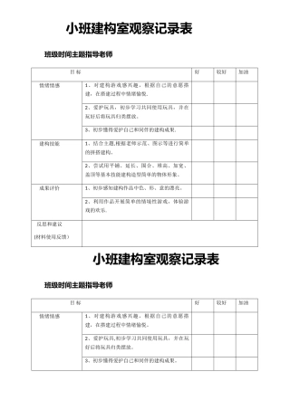 幼儿园建构室观察记录表