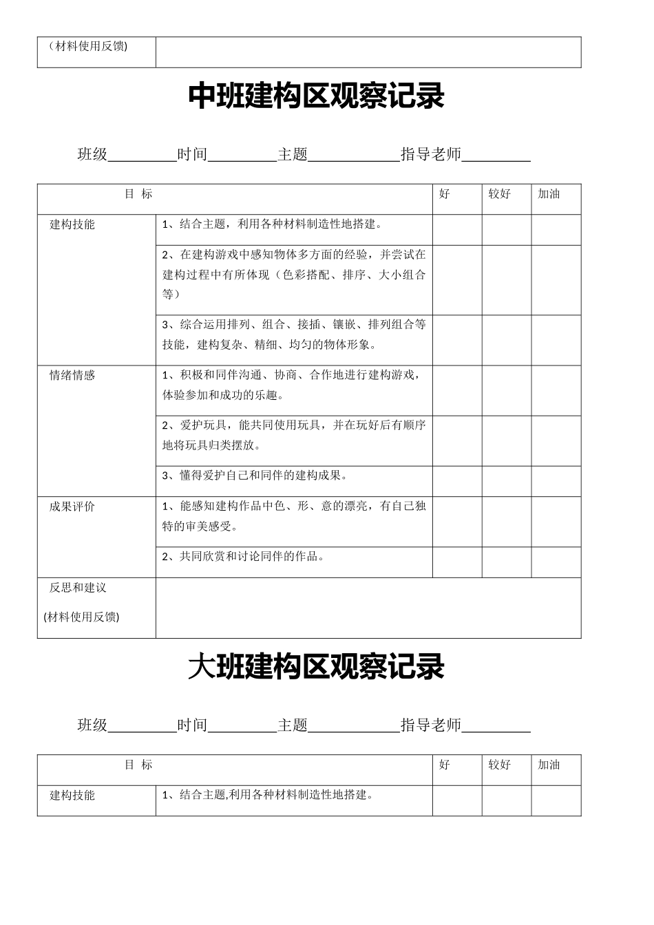 幼儿园建构室观察记录表_第3页