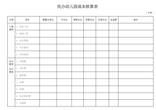 幼儿园成本核算表