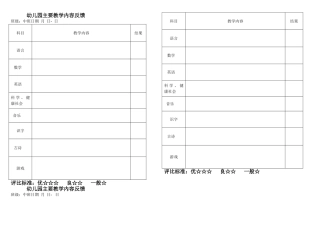 幼儿园教学反馈表