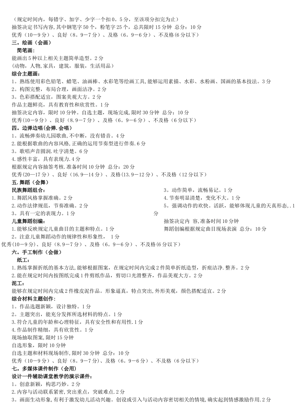 幼儿园教师专业技能考核标准_第2页