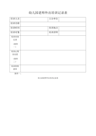 幼儿园教师外出培训记录表