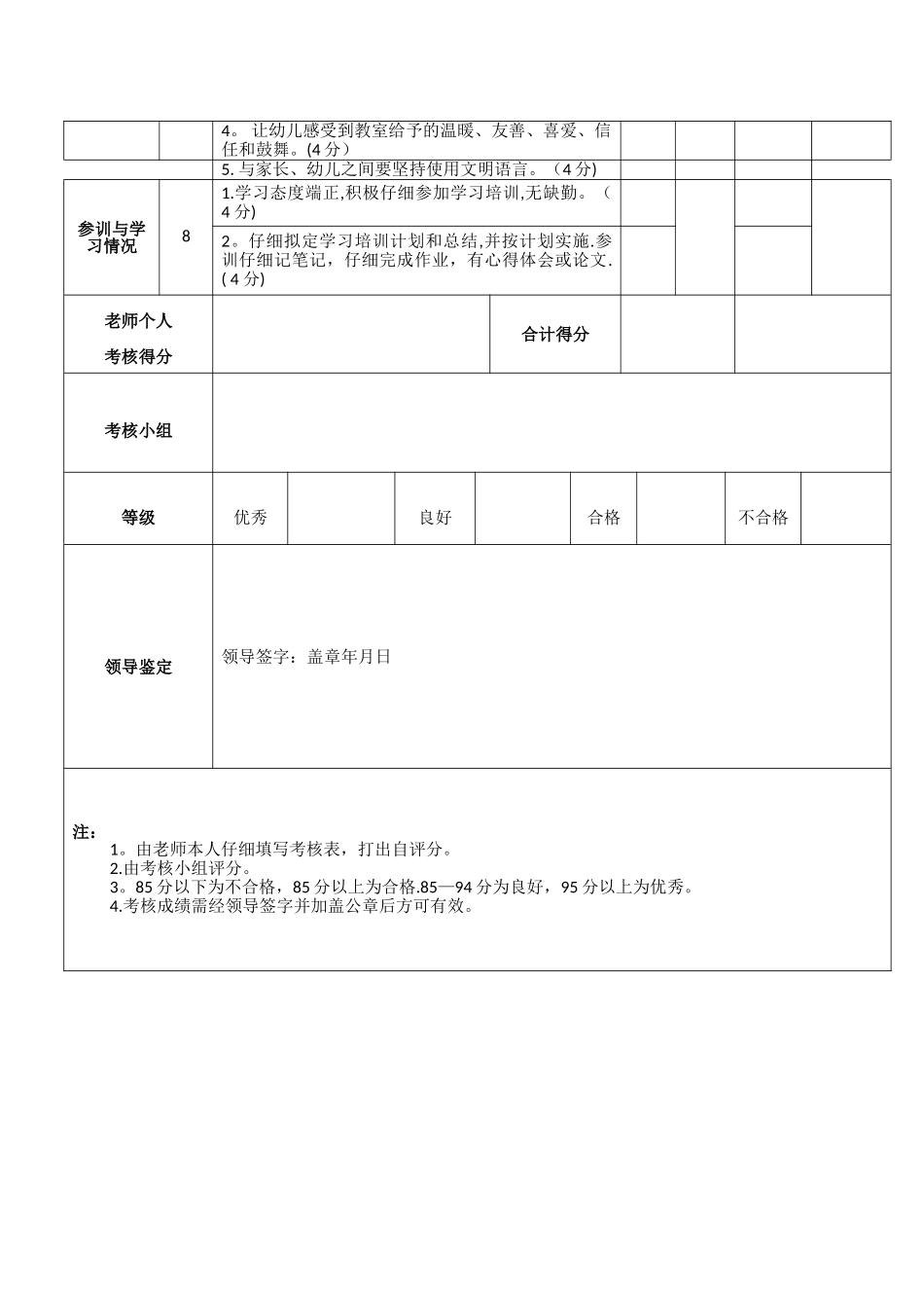 幼儿园教师师德师风考核表_第2页