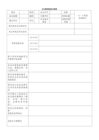 幼儿园教师成长记录表