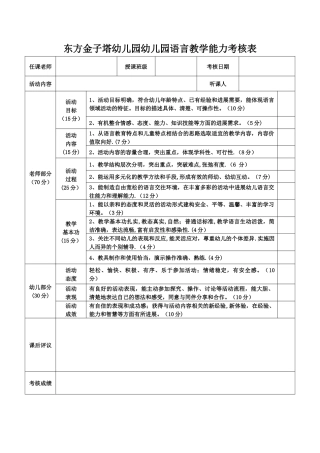 幼儿园教师语言教学能力考核表