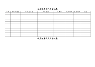 幼儿园来访人员登记表