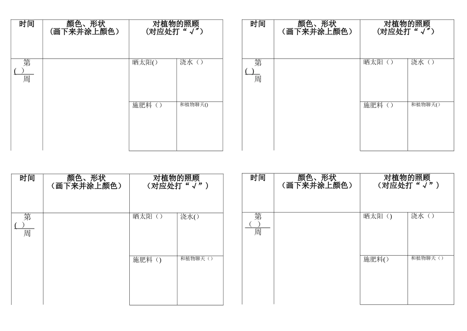 幼儿园植物生长观察记录表_第1页