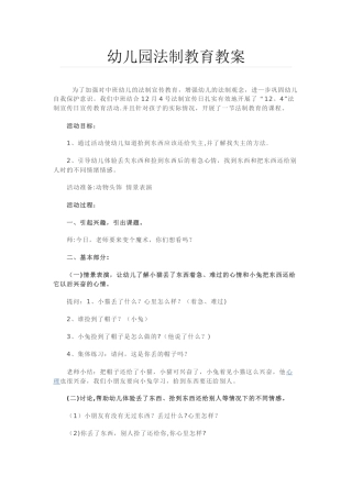 幼儿园法制教育教案