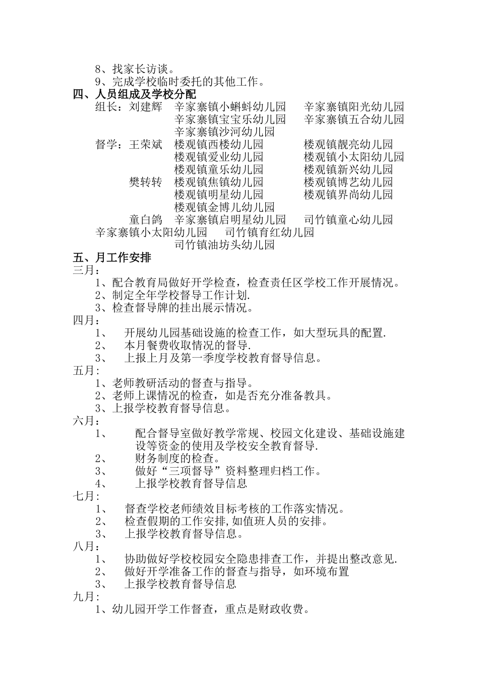 幼儿园第四责任区兼职督学2024年工作计划_第2页