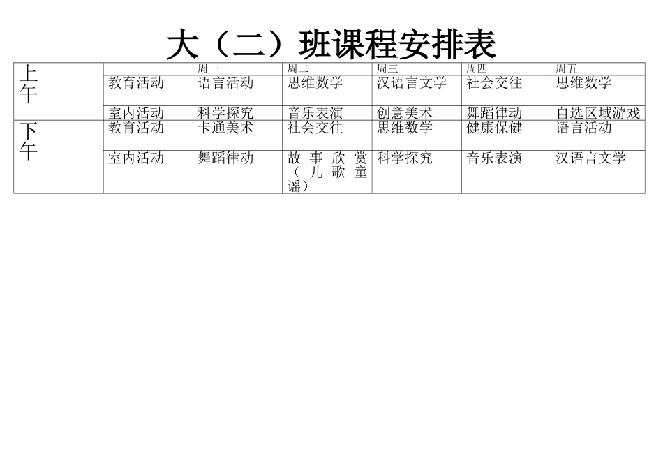 幼儿园课程安排表格_第2页