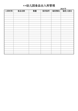 幼儿园食品出入库管理