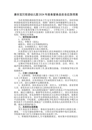 幼儿园食堂食品安全应急预案