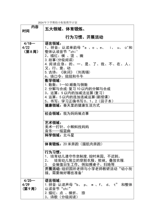 幼小衔接教学计划清单