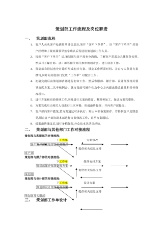 广告公司策划部工作流程及岗位职责