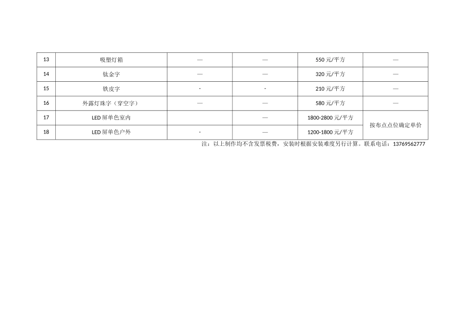 广告制作报价表_第2页