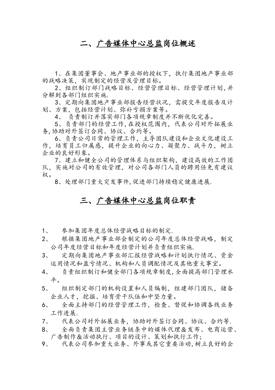 广告媒体中心总监岗位说明书_第2页