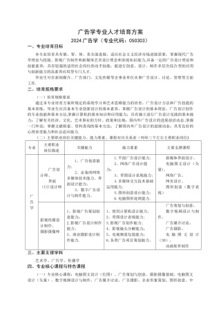 广告学专业人才培养方案