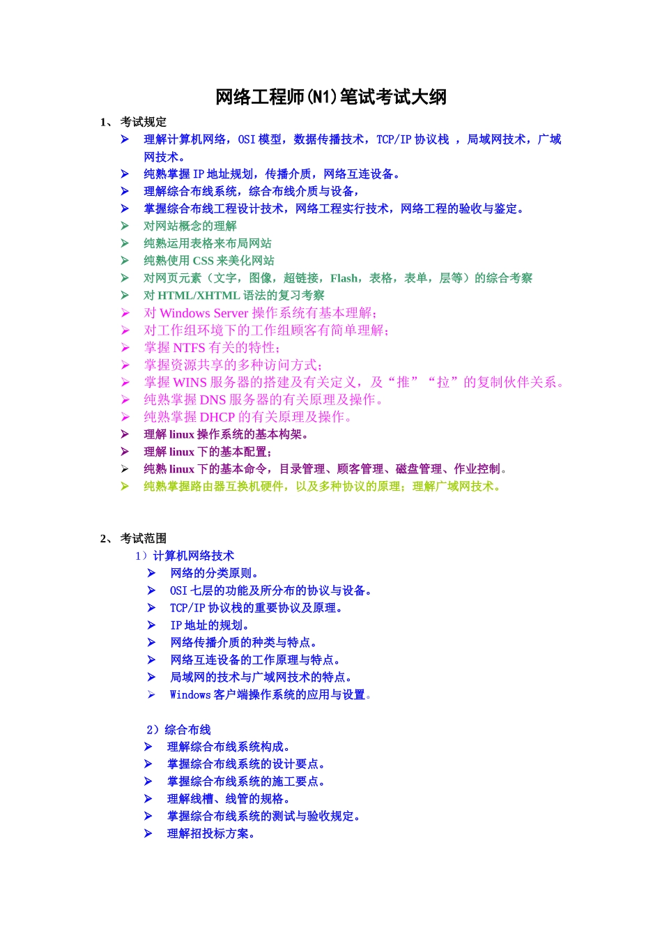 2025年网络工程师N1考试大纲_第1页