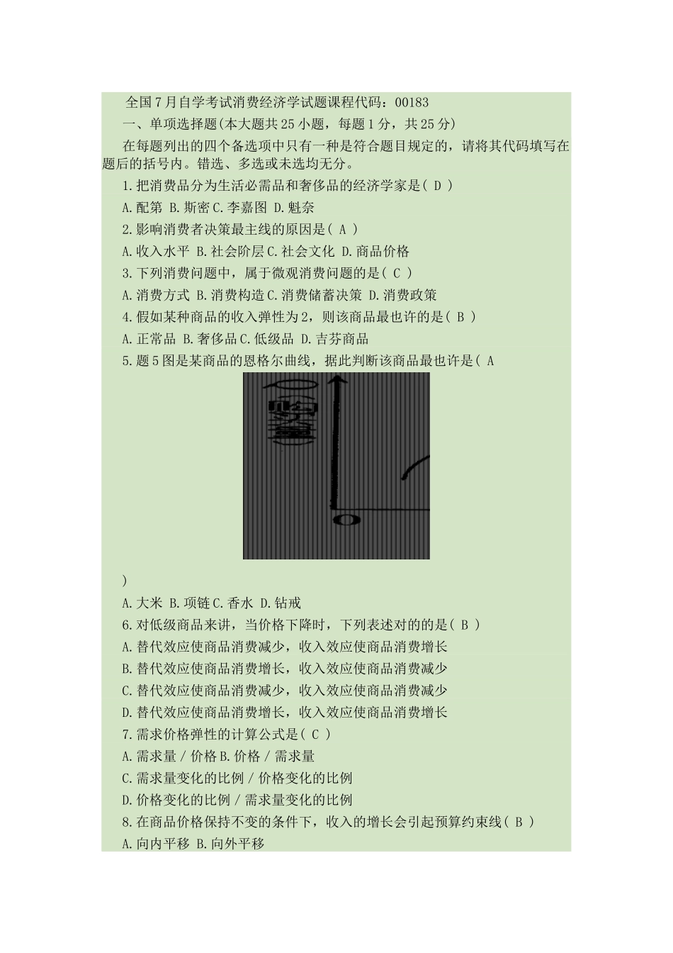 2025年自考消费经济学必过秘籍_第1页