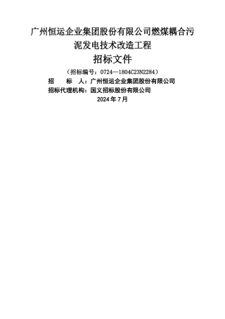 广州恒运企业集团股份有限公司燃煤耦合污泥发电技术改造工程