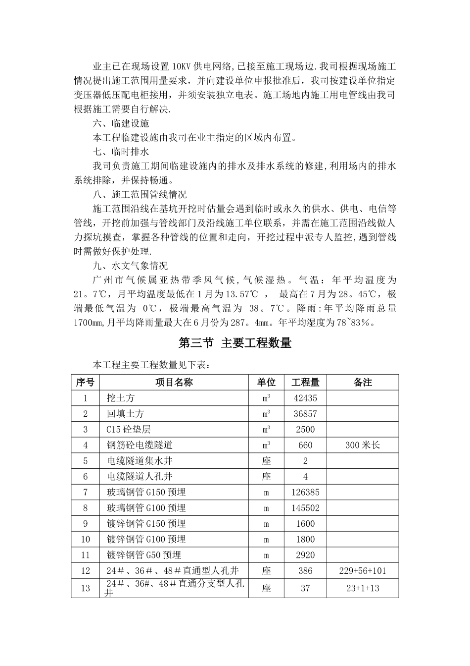 广州白云国际机场迁建工程场内10kV供电管网预埋工程施工组织设计_第3页