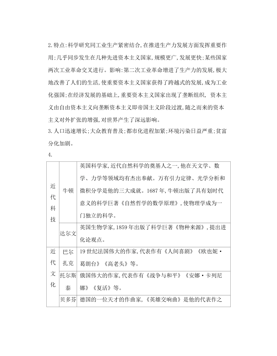 2025年河南省中考历史总复习第一部分中考考点过关模块四世界近代史主题五第二次工业革命和近代科学文化随堂帮_第2页