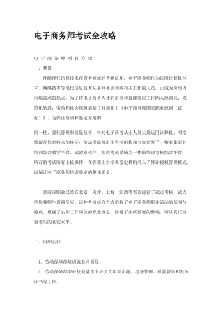 2025年电子商务师考试全攻略