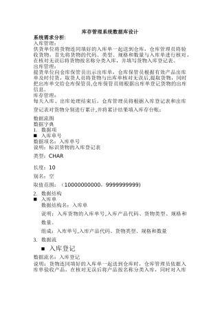 库存管理系统数据库设计