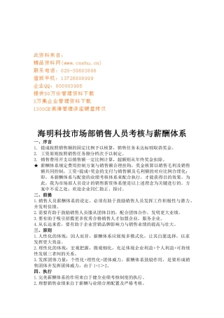 2025年科技市场部销售人员考核与薪酬体系