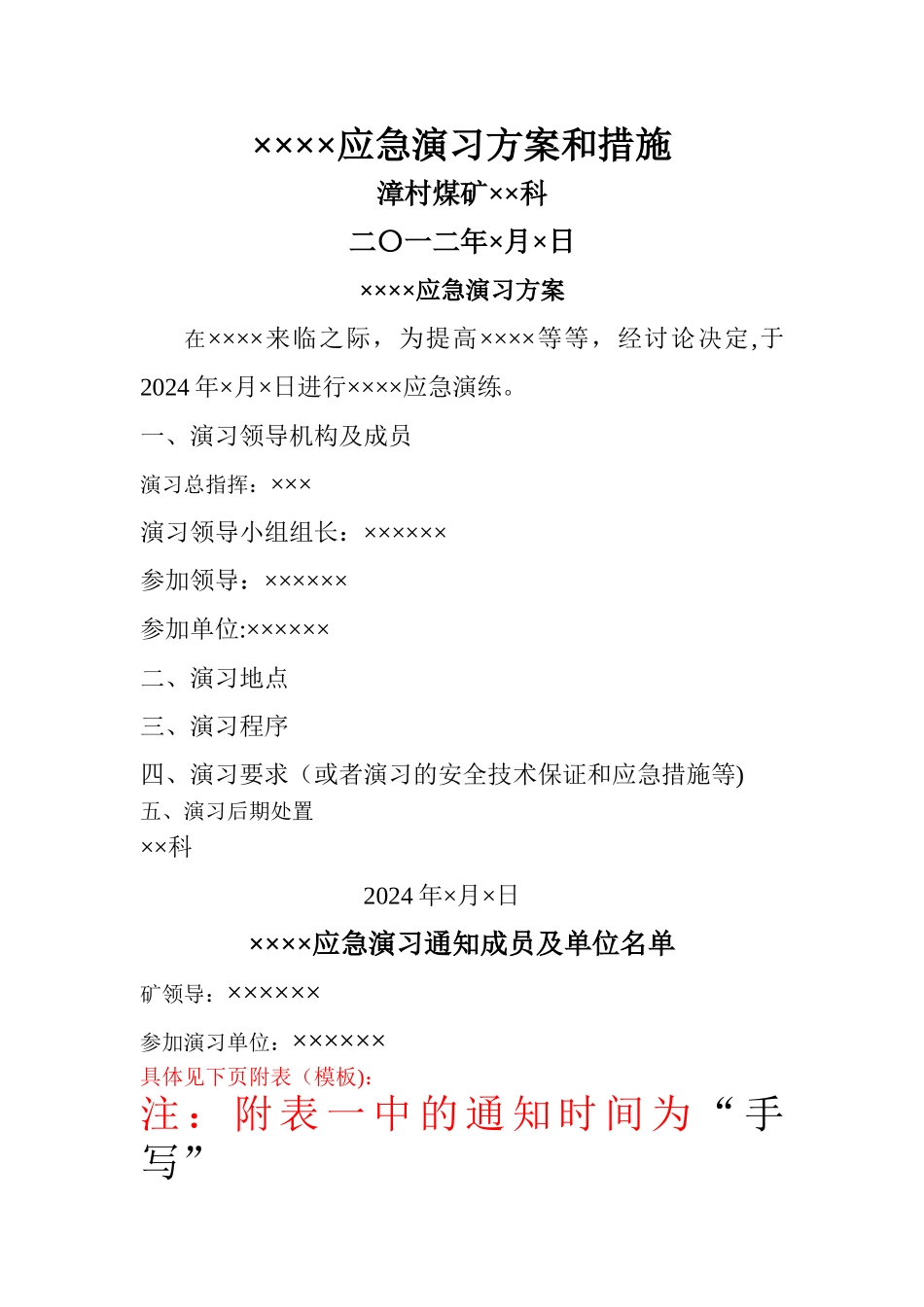 应急演练各项表格模板_第1页