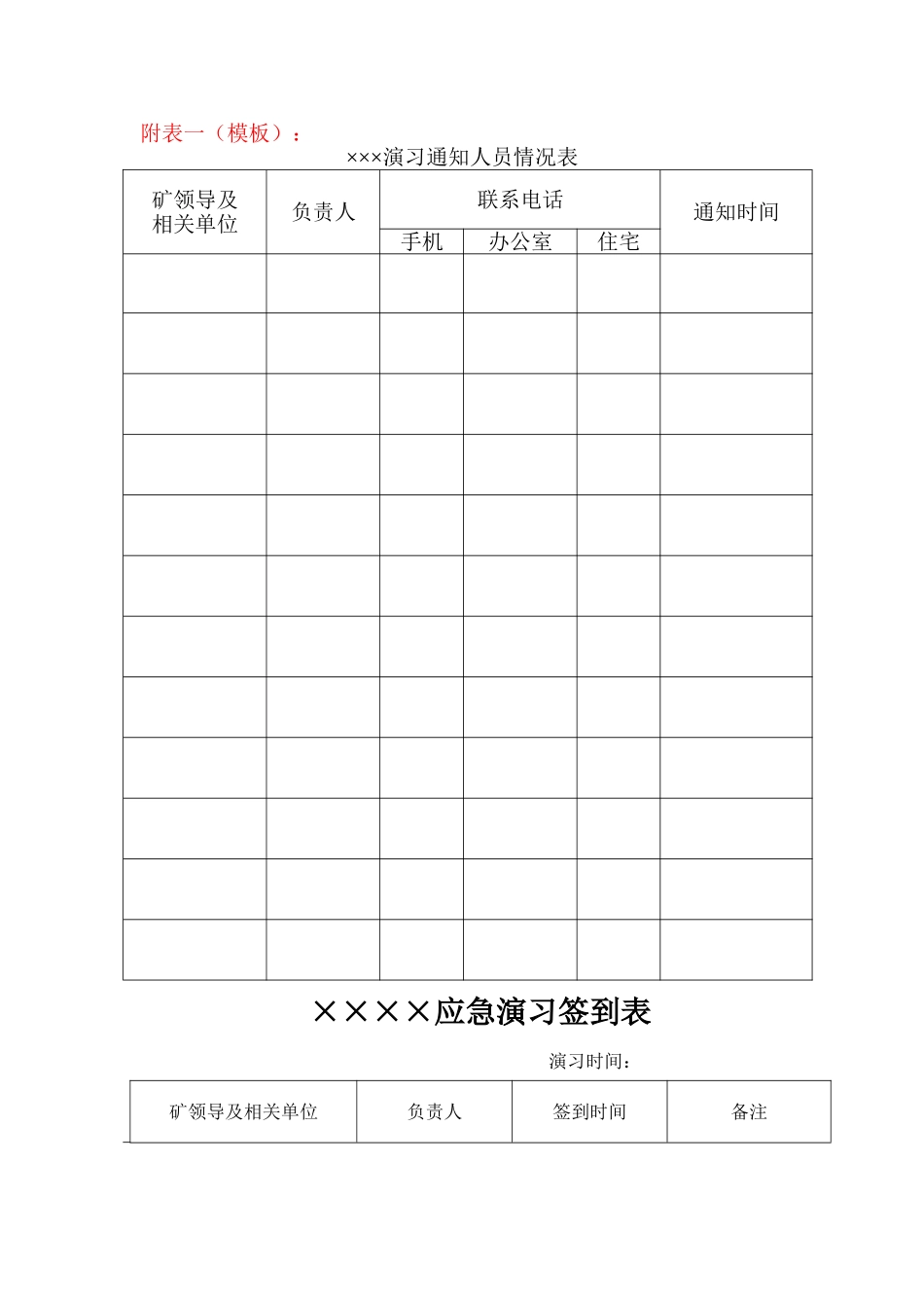 应急演练各项表格模板_第2页