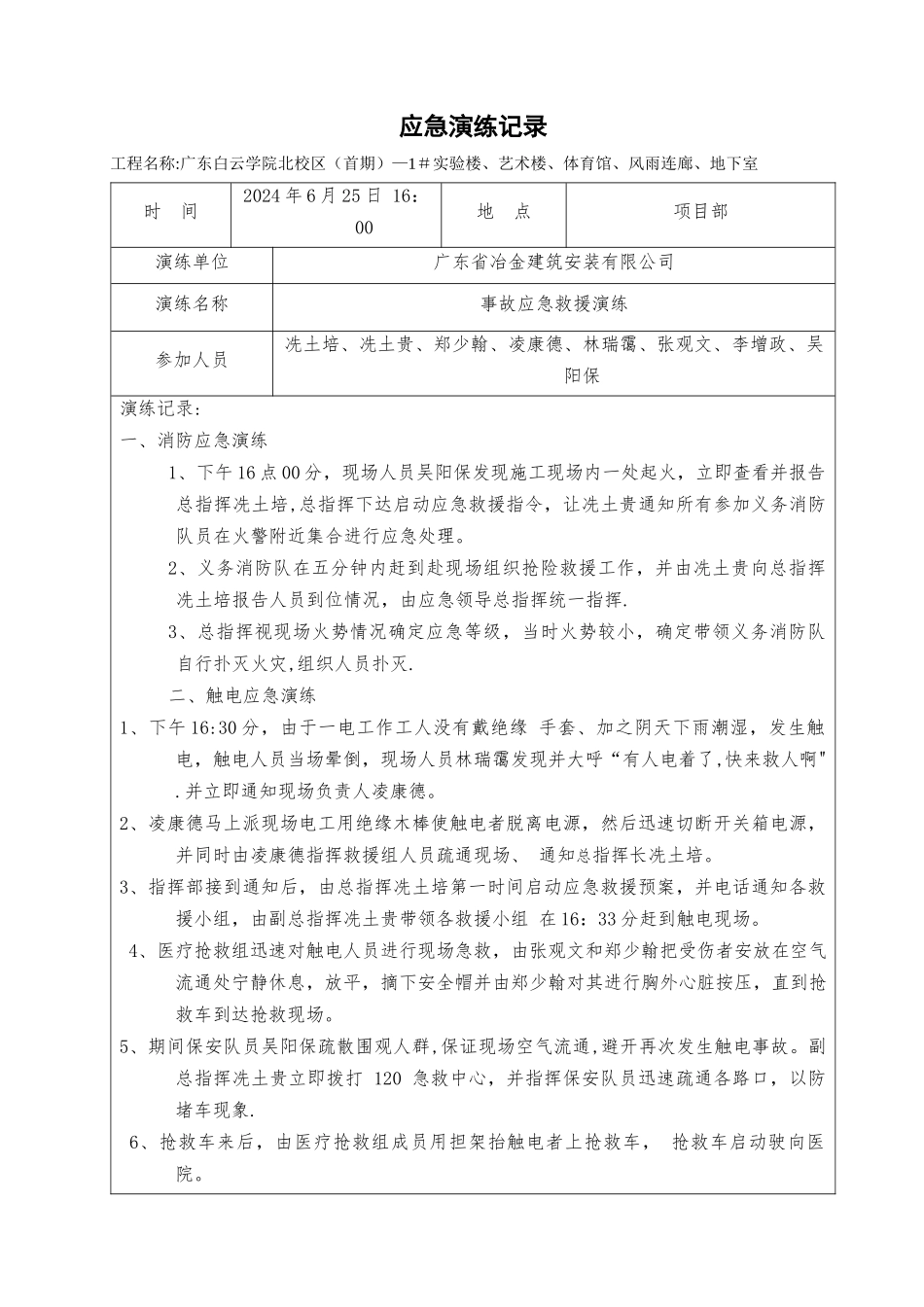 应急演练记录表13001_第1页