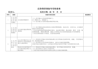应急物资储备专项检查表