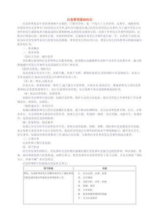 应急知识——应急管理基础知识