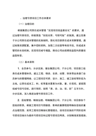 亏损项目整治方案