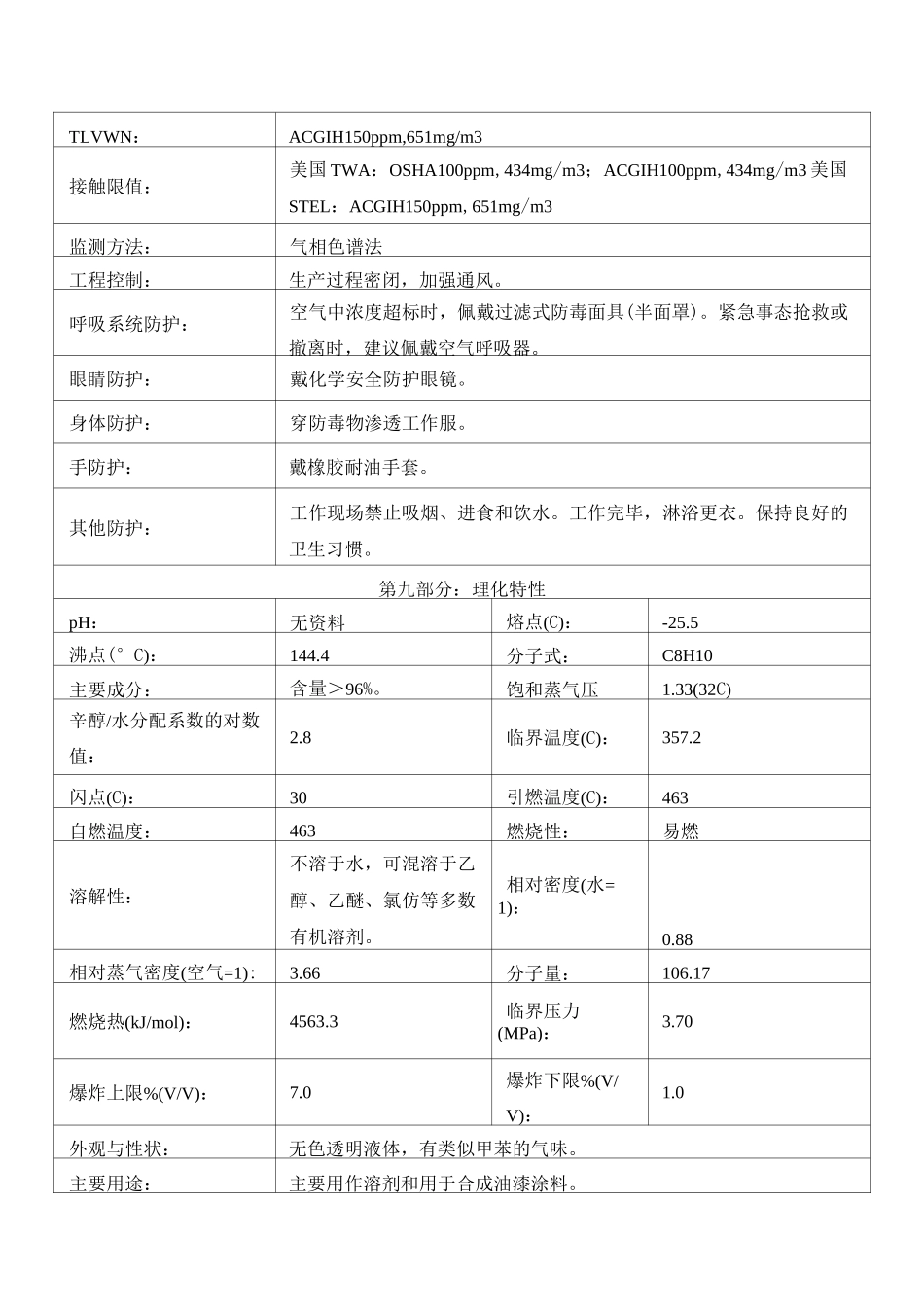 邻二甲苯安全技术说明书msds_第3页