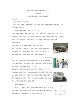 2020年河南省中招仿真模拟考试物理