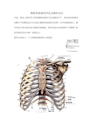 胸腔积液量的评估及胸穿定位