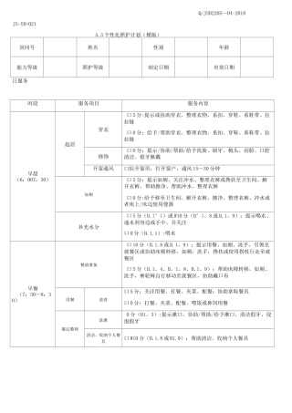 个性化照护计划(模版)
