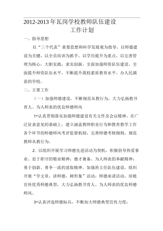 学校师资队伍建设计划