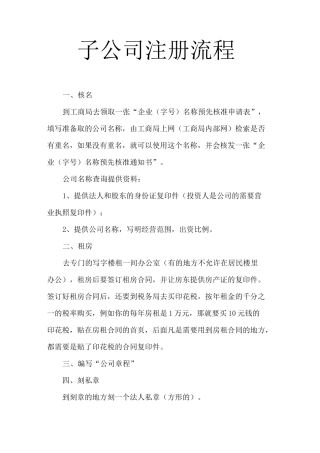 子公司注册流程