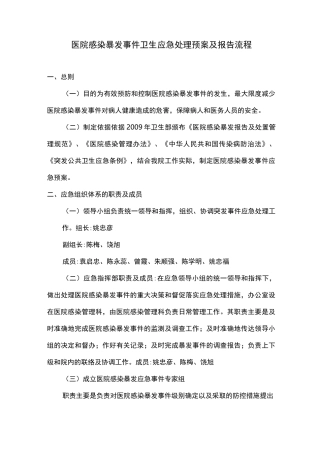 医院感染暴发事件应急处理预案及报告流程