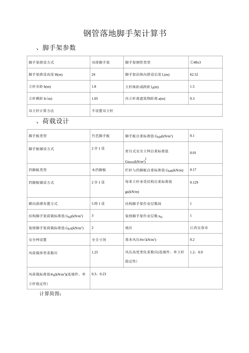 钢管落地脚手架计算书_第1页